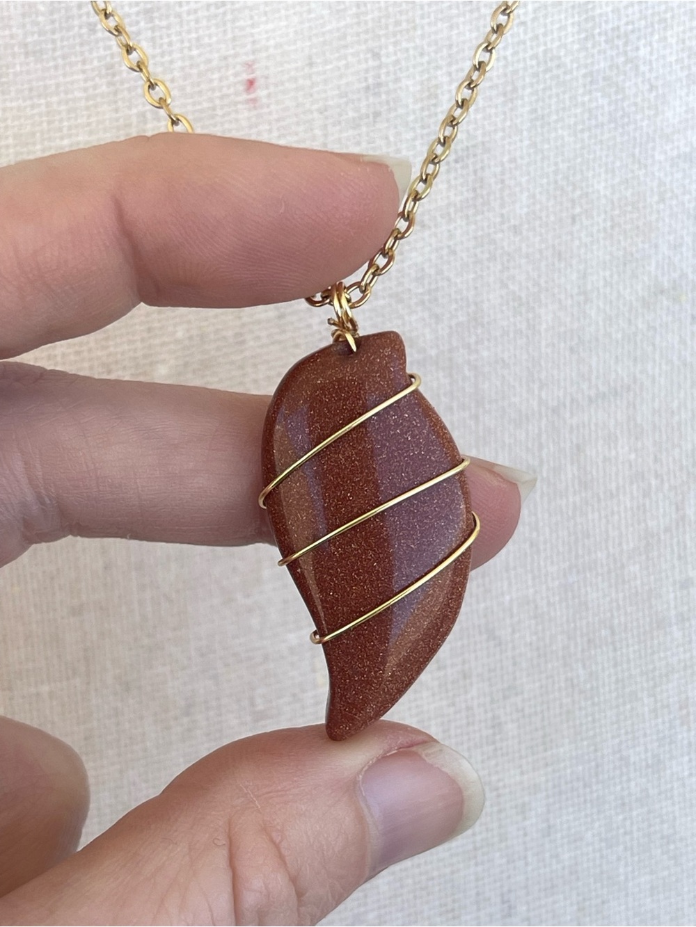 Goldstone Pendant Necklace Handmade